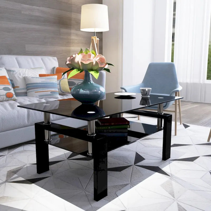 Rechteckiger Couchtisch aus Glas