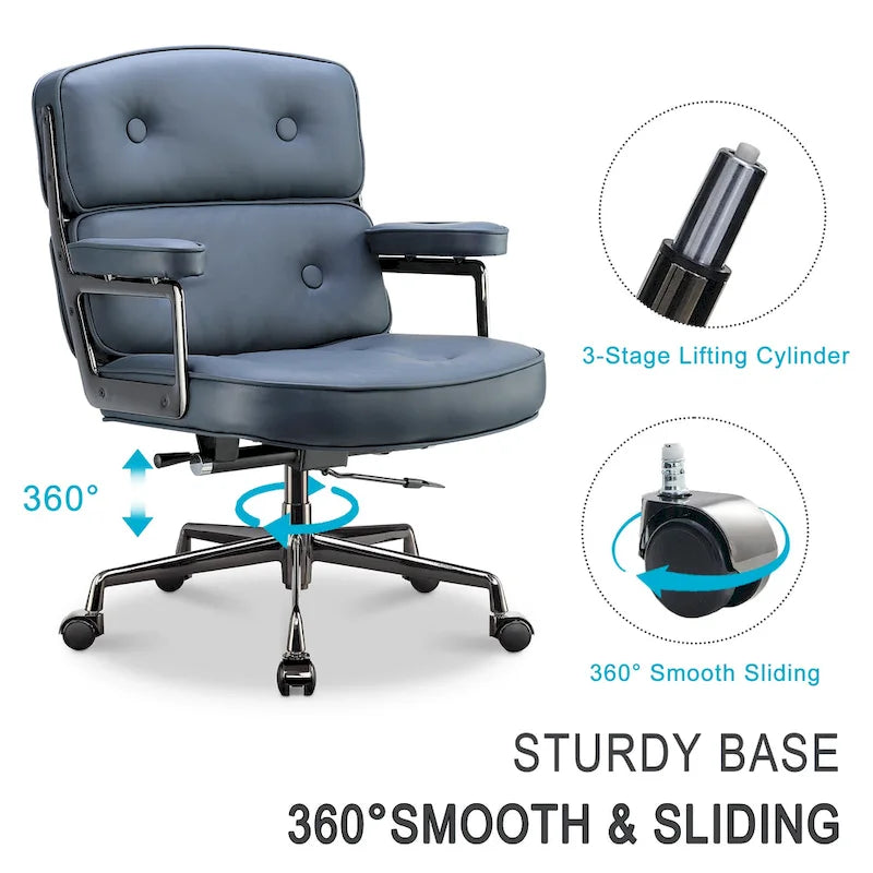 Lobby Lordosenstütze Höhenverstellbarer ergonomischer Bürostuhl aus Leder