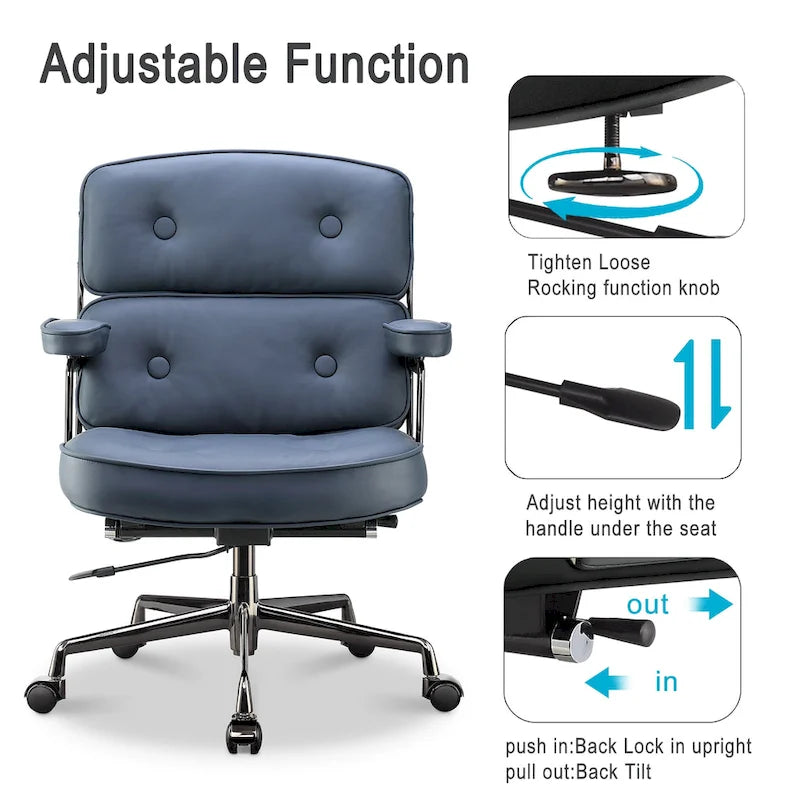 Lobby Lordosenstütze Höhenverstellbarer ergonomischer Bürostuhl aus Leder
