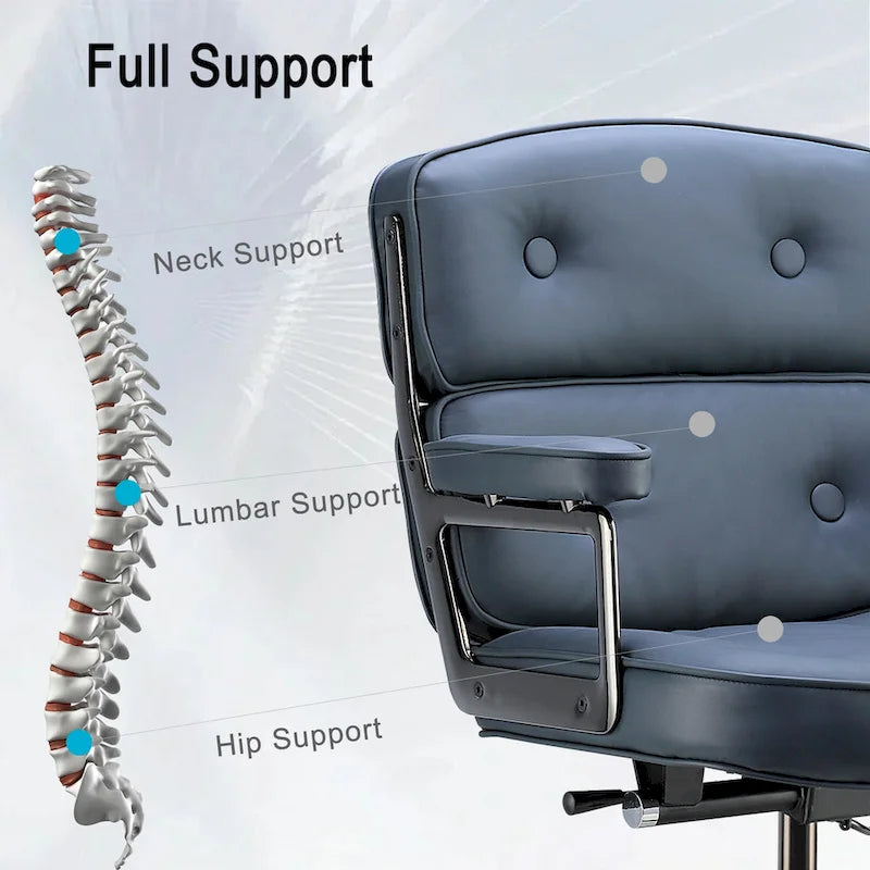 Lobby Lordosenstütze Höhenverstellbarer ergonomischer Bürostuhl aus Leder