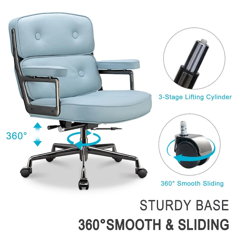 Lobby Lordosenstütze Höhenverstellbarer ergonomischer Bürostuhl aus Leder