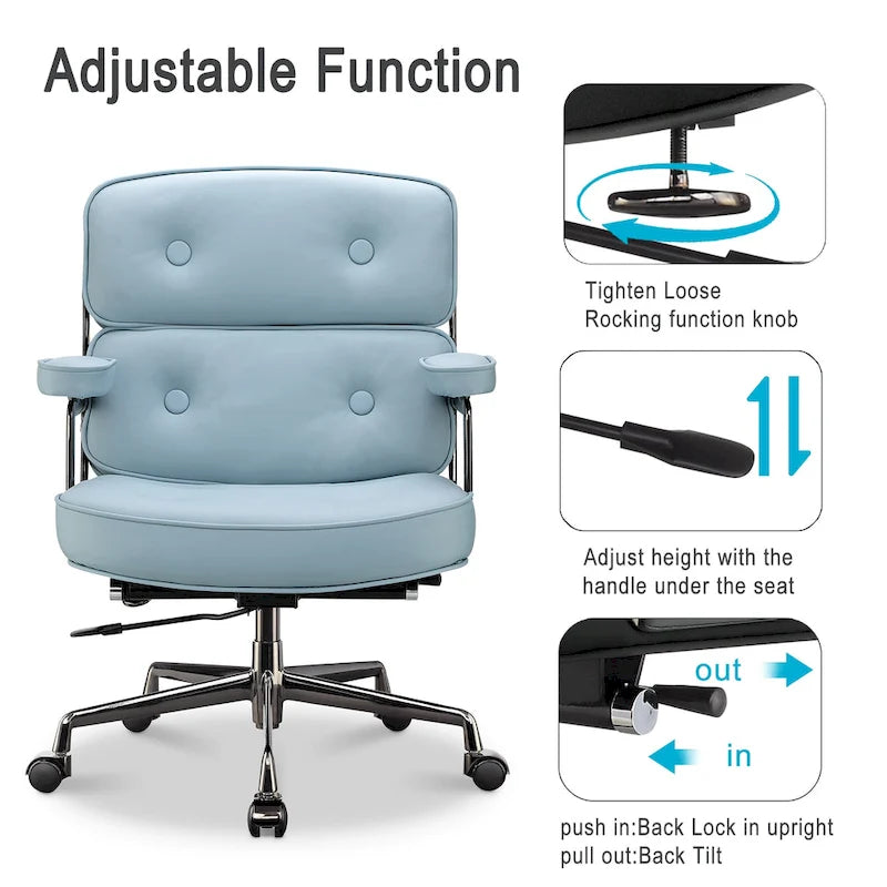 Lobby Lordosenstütze Höhenverstellbarer ergonomischer Bürostuhl aus Leder