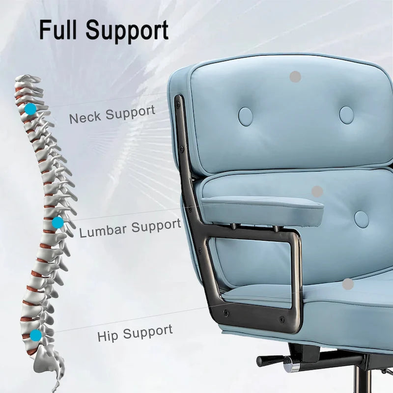 Lobby Lordosenstütze Höhenverstellbarer ergonomischer Bürostuhl aus Leder