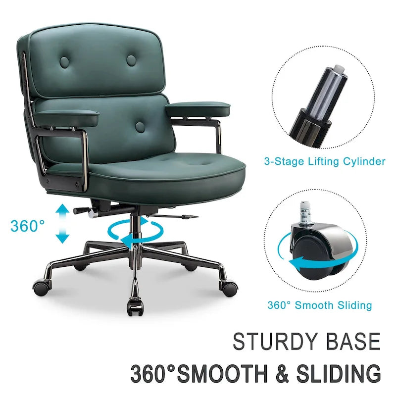 Lobby Lordosenstütze Höhenverstellbarer ergonomischer Bürostuhl aus Leder