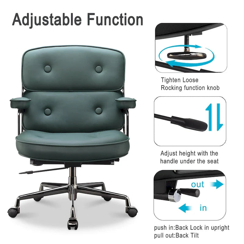 Lobby Lordosenstütze Höhenverstellbarer ergonomischer Bürostuhl aus Leder