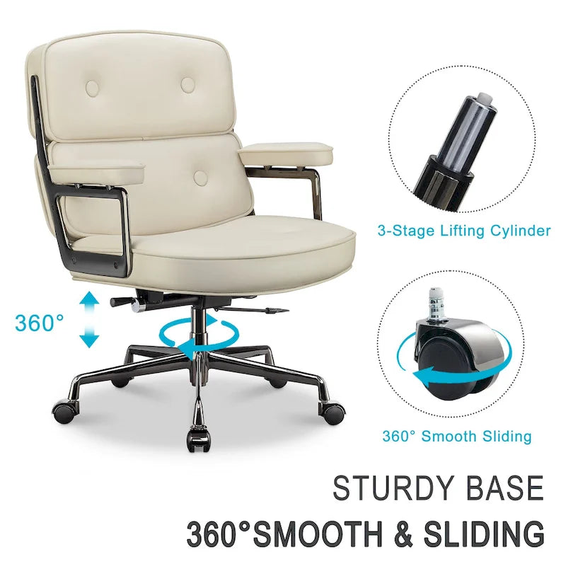 Lobby Lordosenstütze Höhenverstellbarer ergonomischer Bürostuhl aus Leder