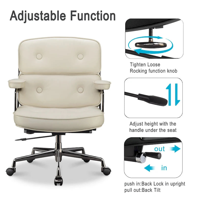 Lobby Lordosenstütze Höhenverstellbarer ergonomischer Bürostuhl aus Leder