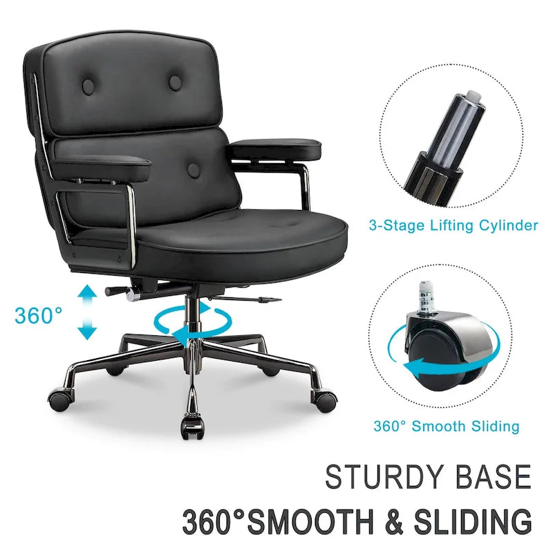 Lobby Lordosenstütze Höhenverstellbarer ergonomischer Bürostuhl aus Leder