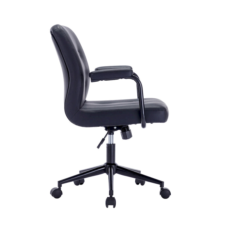 Bürostuhl aus Kunstleder mit Stahlrollensockel, zentraler Neigungsmechanismus