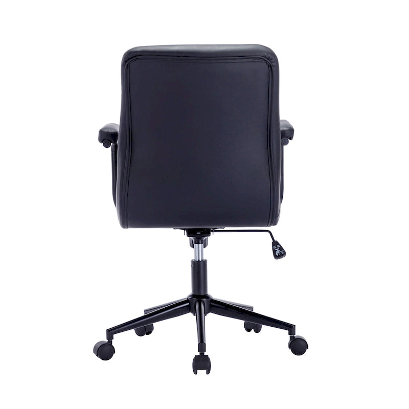 Bürostuhl aus Kunstleder mit Stahlrollensockel, zentraler Neigungsmechanismus