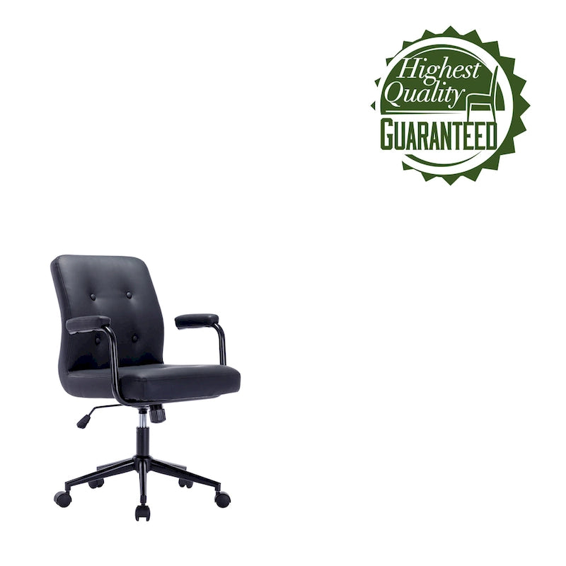Bürostuhl aus Kunstleder mit Stahlrollensockel, zentraler Neigungsmechanismus