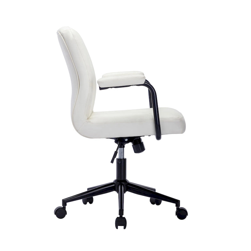 Bürostuhl aus Kunstleder mit Stahlrollensockel, zentraler Neigungsmechanismus