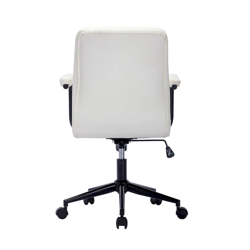 Bürostuhl aus Kunstleder mit Stahlrollensockel, zentraler Neigungsmechanismus