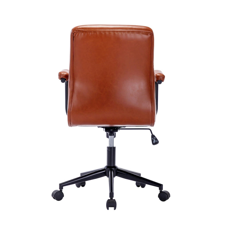 Bürostuhl aus Kunstleder mit Stahlrollensockel, zentraler Neigungsmechanismus