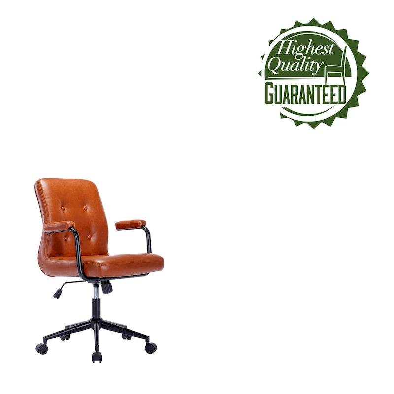 Bürostuhl aus Kunstleder mit Stahlrollensockel, zentraler Neigungsmechanismus