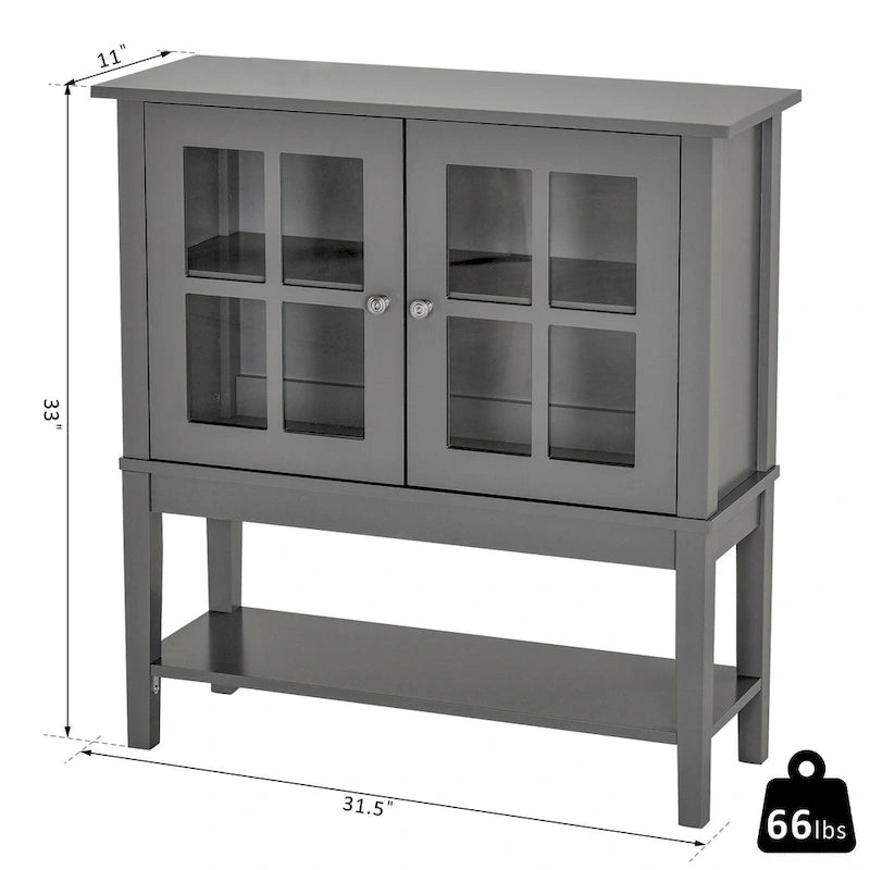 Modernes Küchen-Sideboard & Anrichte mit 2 schwingenden Glastüren & viel Stauraum