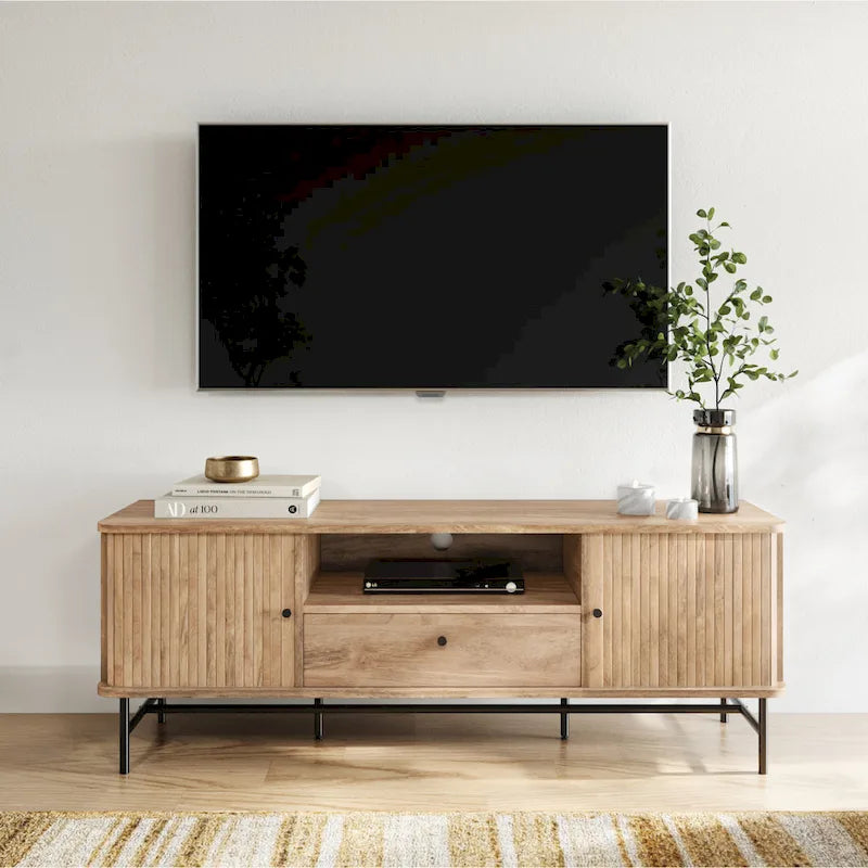 Hikari TV Stand with Slide Doors and Drawer for TVs up to 75 - 59 in width