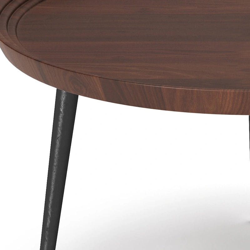 Moderner runder Couchtisch im Industriedesign in Cognac – 30T x 30B x 17H
