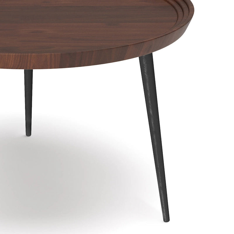 Moderner runder Couchtisch im Industriedesign in Cognac – 30T x 30B x 17H