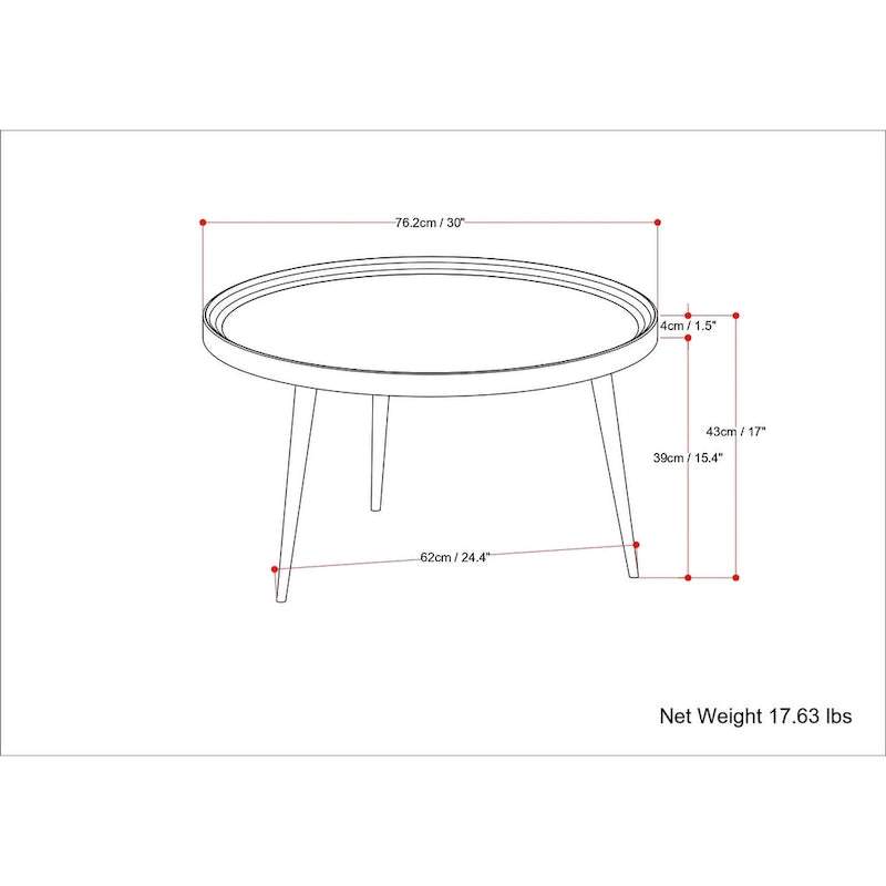 Moderner runder Couchtisch im Industriedesign in Cognac – 30T x 30B x 17H