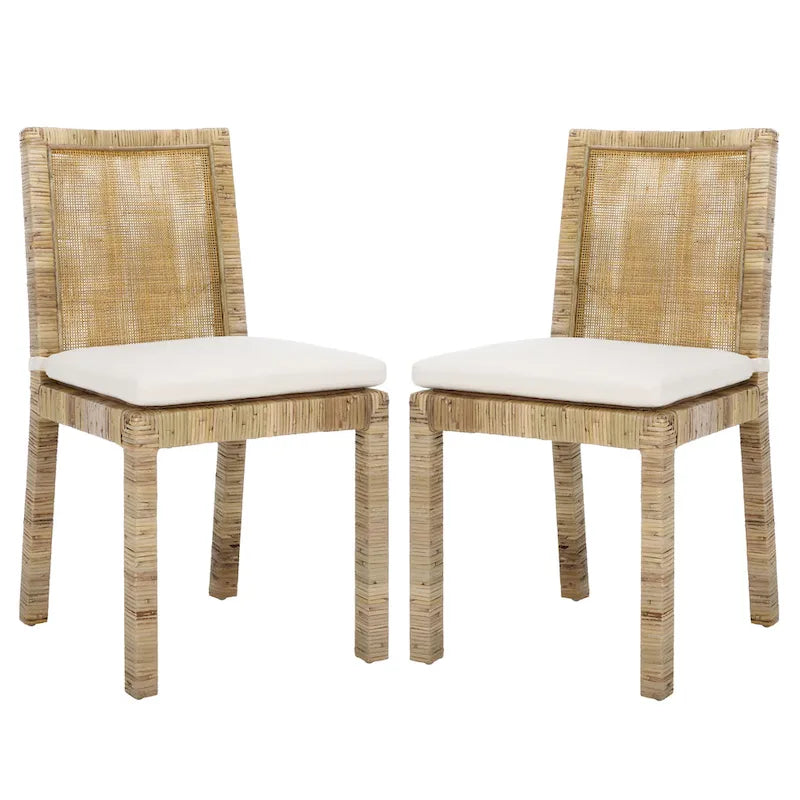 Esszimmerstuhl aus Rattan mit Kissen, 2er-Set – 56B x 46T x 99H