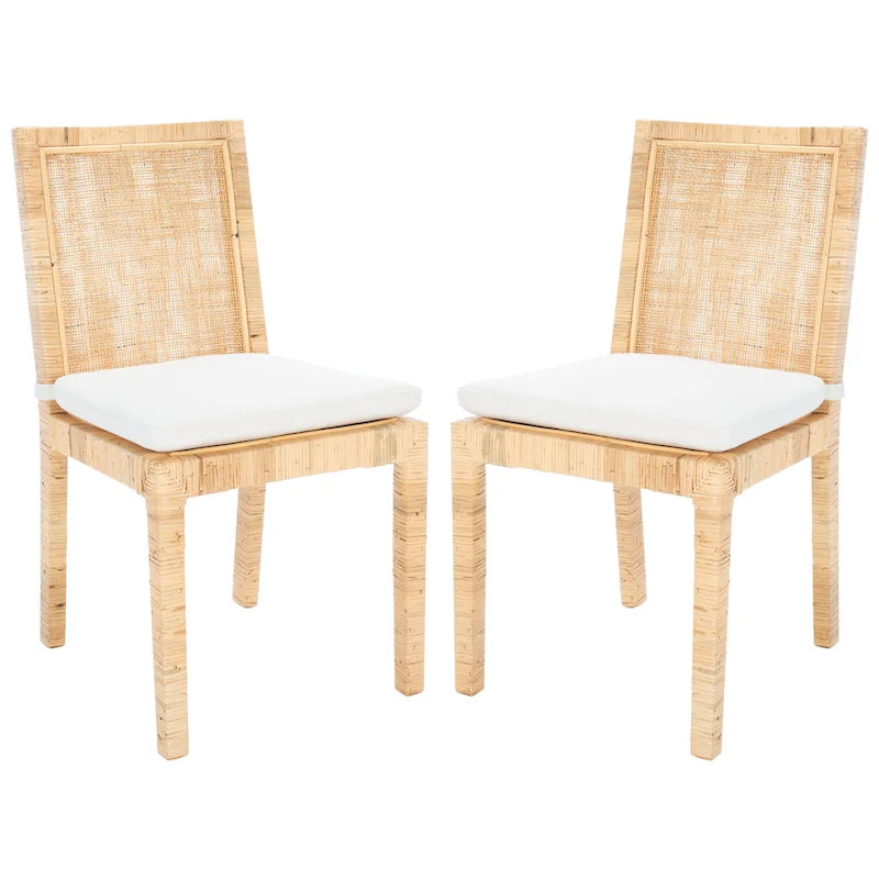 Esszimmerstuhl aus Rattan mit Kissen, 2er-Set – 56B x 46T x 99H