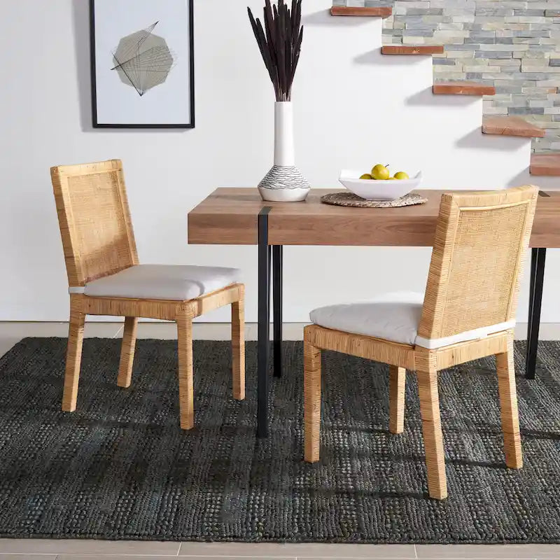 Esszimmerstuhl aus Rattan mit Kissen, 2er-Set – 56B x 46T x 99H