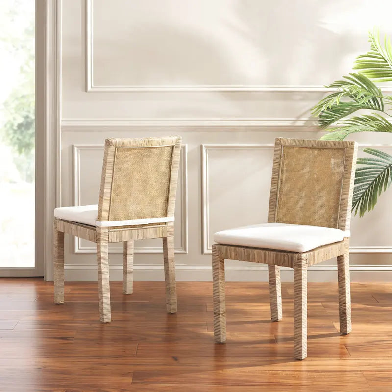 Esszimmerstuhl aus Rattan mit Kissen, 2er-Set – 56B x 46T x 99H