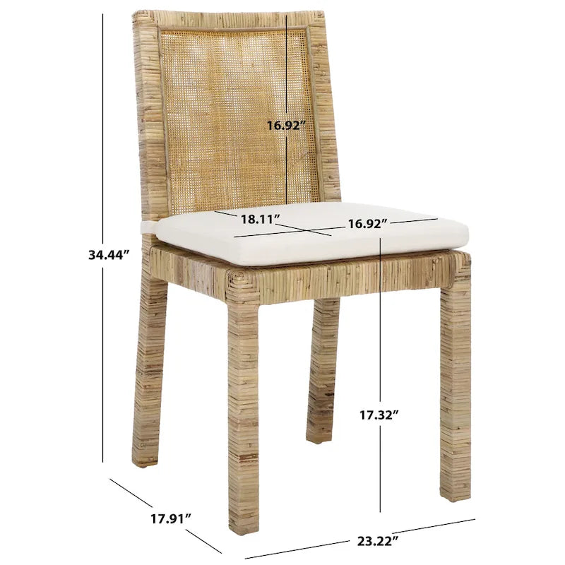 Esszimmerstuhl aus Rattan mit Kissen, 2er-Set – 56B x 46T x 99H