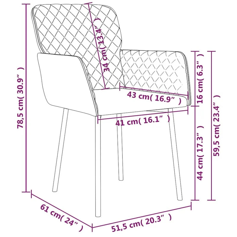 Esszimmerstühle 2 Stück Akzent Stühle Polsterstuhl für Wohnzimmer Samt - 51,6 x 61 x 78,5