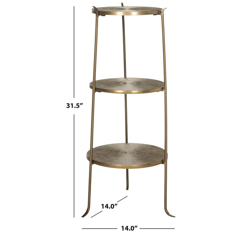 Messing-Beistelltisch mit Sonnenstrahlgravur – 14Bx14Tx32H