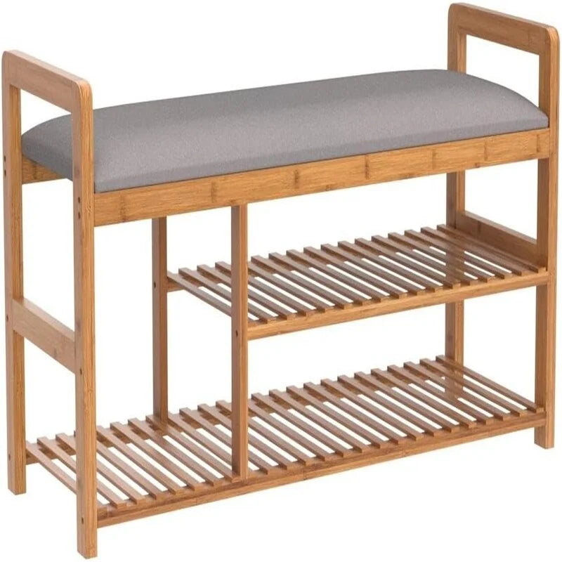 2-in-1 Bambus Schuhregal-Sitzbank – 40T x 20B x 13H