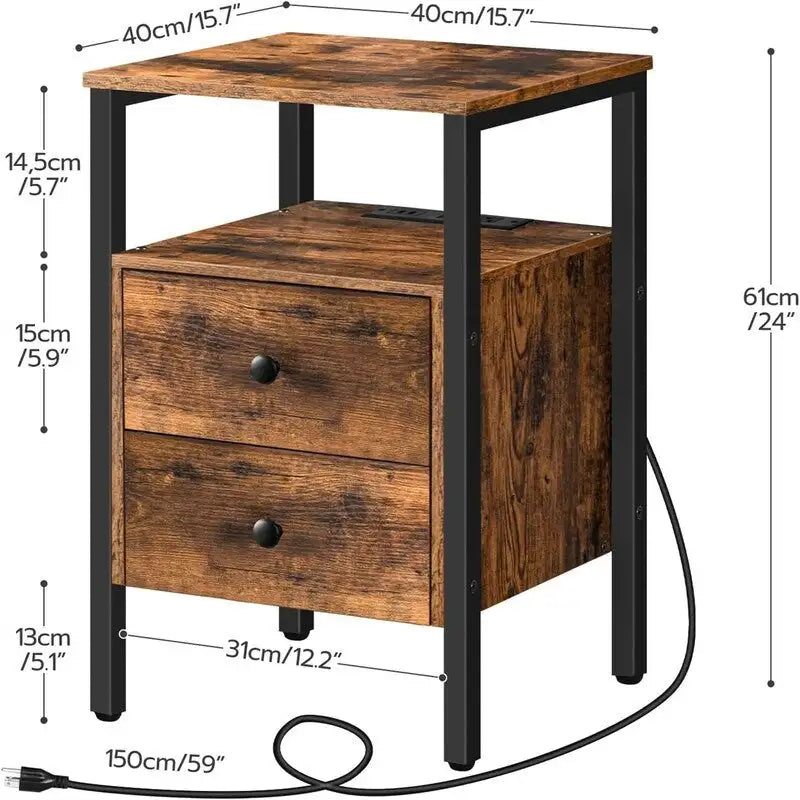 Beistelltisch mit Ladestation – 15.7T x 15.7B x 24H