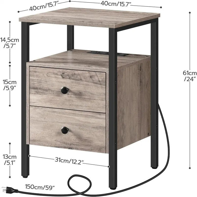 Beistelltisch mit Ladestation – 15.7T x 15.7B x 24H