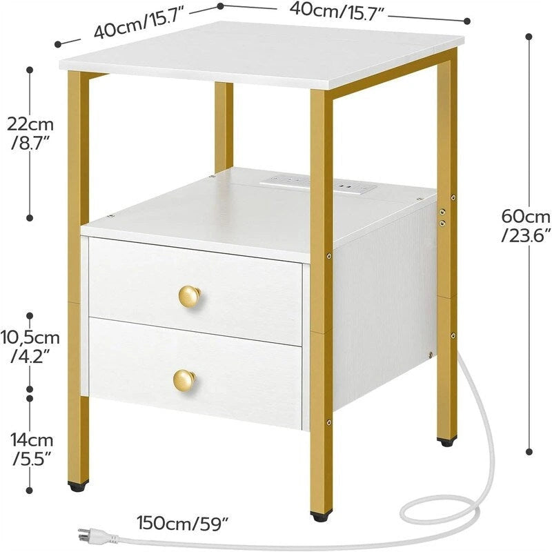 Beistelltisch mit Ladestation – 15.7T x 15.7B x 24H