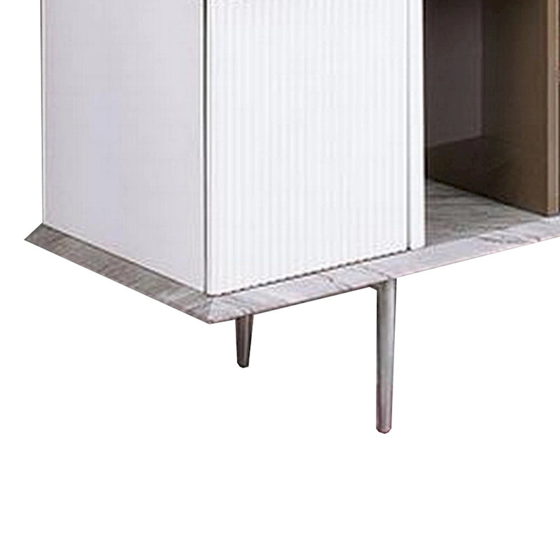 70 Zoll TV-Möbel, 1 Schublade, Regale, Weiß, Braun, Grau