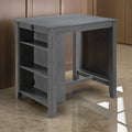Ham 36 Inch Counter Height Small Dining Table with Shelves, USB Port, Gray
