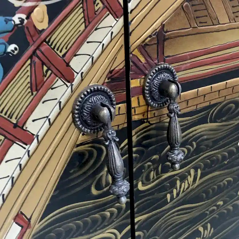 51.18 Sideboard Pure handgefertigte Vintage-bemalte Doppelschiebetür-Trennwand Aufbewahrungs-Eingangsdekorationsschrank