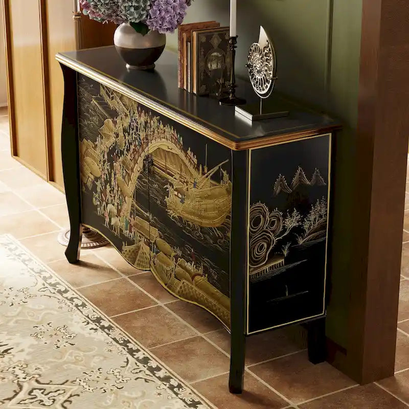 51.18 Sideboard Pure handgefertigte Vintage-bemalte Doppelschiebetür-Trennwand Aufbewahrungs-Eingangsdekorationsschrank