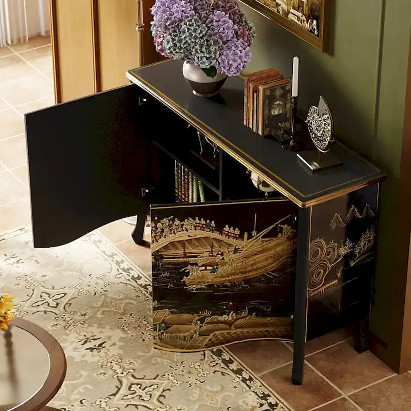 51.18 Sideboard Pure handgefertigte Vintage-bemalte Doppelschiebetür-Trennwand Aufbewahrungs-Eingangsdekorationsschrank