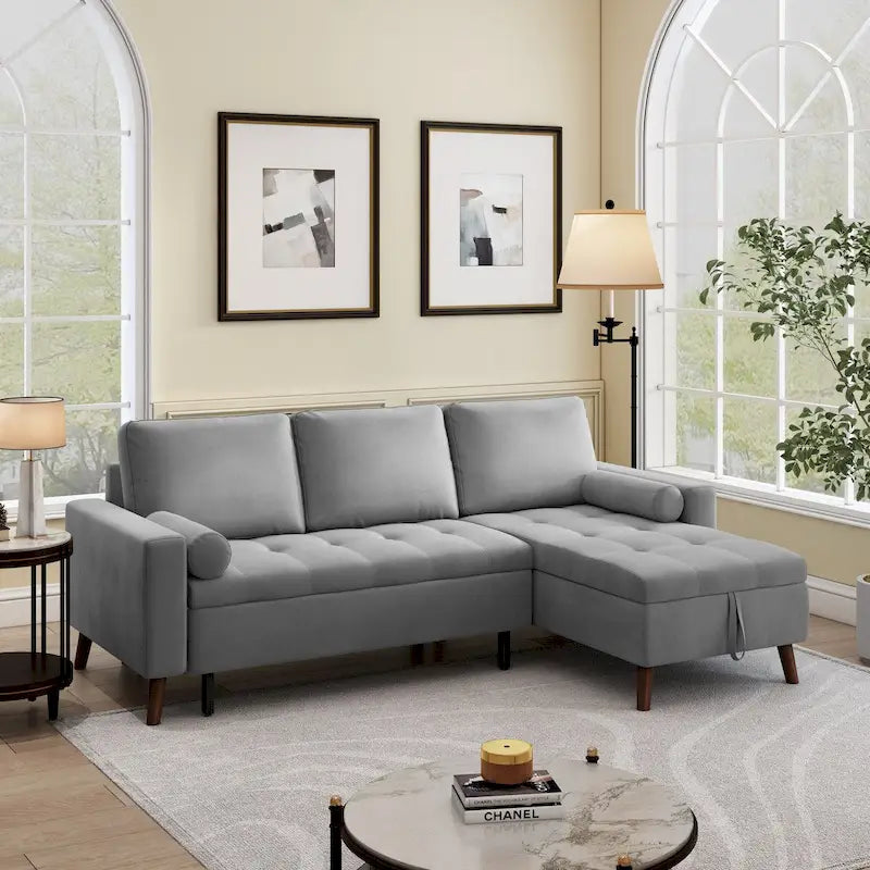 Eckschlafsofa mit Recamiere (links/rechts montierbar) und Stauraum