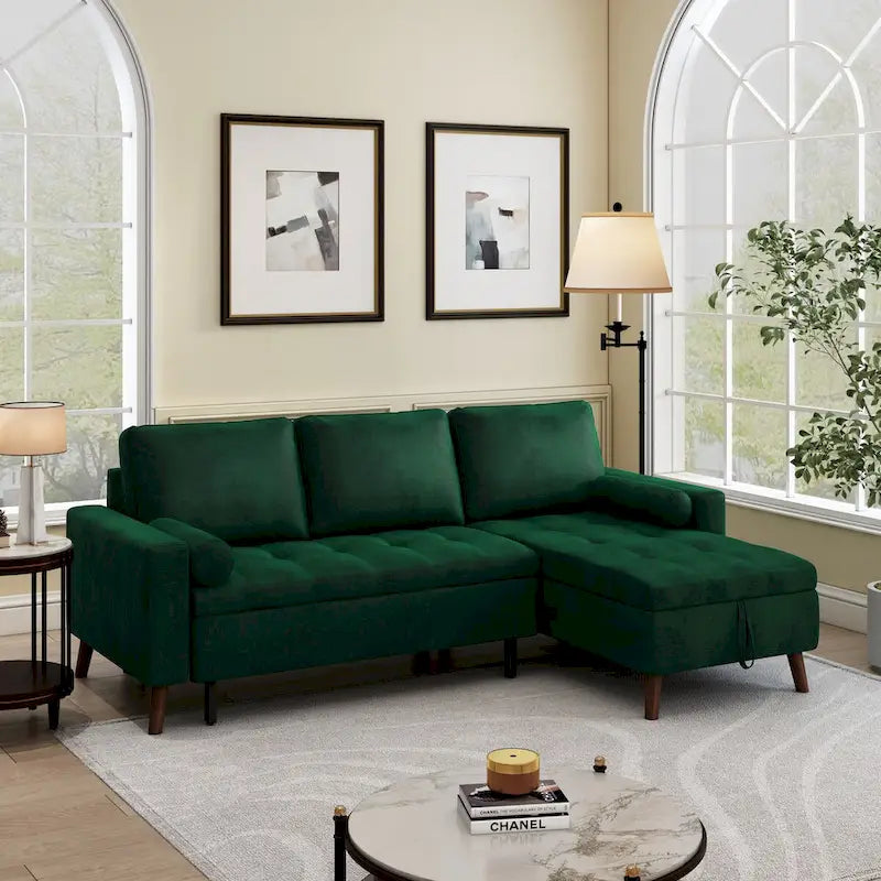 Eckschlafsofa mit Recamiere (links/rechts montierbar) und Stauraum
