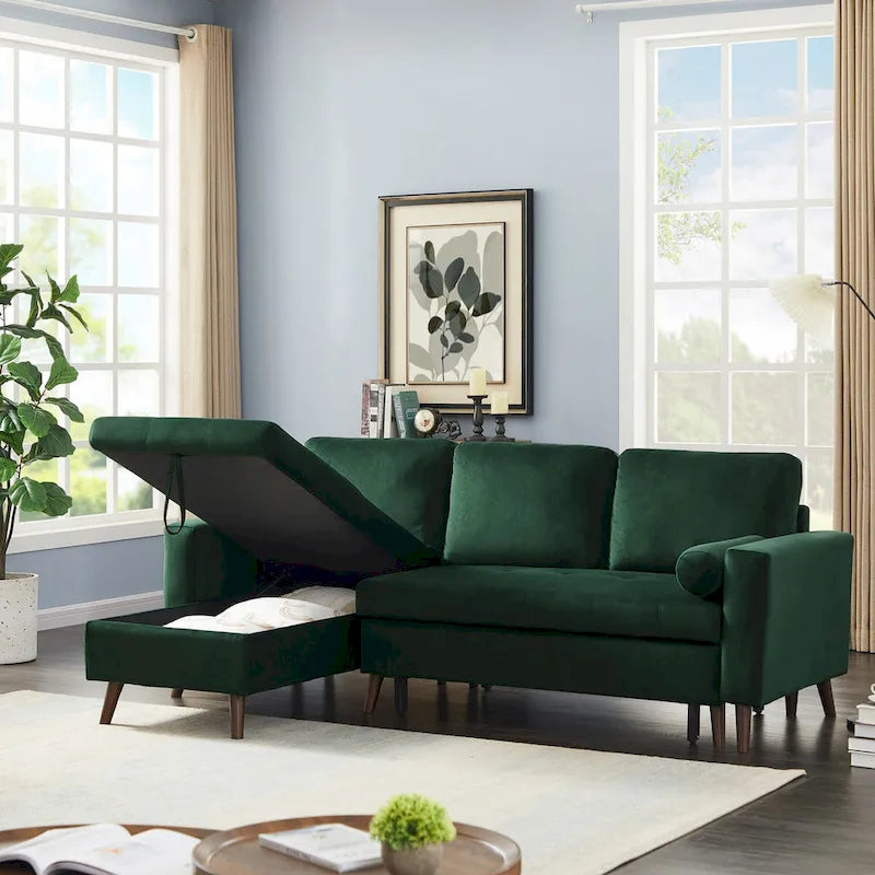 Eckschlafsofa mit Recamiere (links/rechts montierbar) und Stauraum