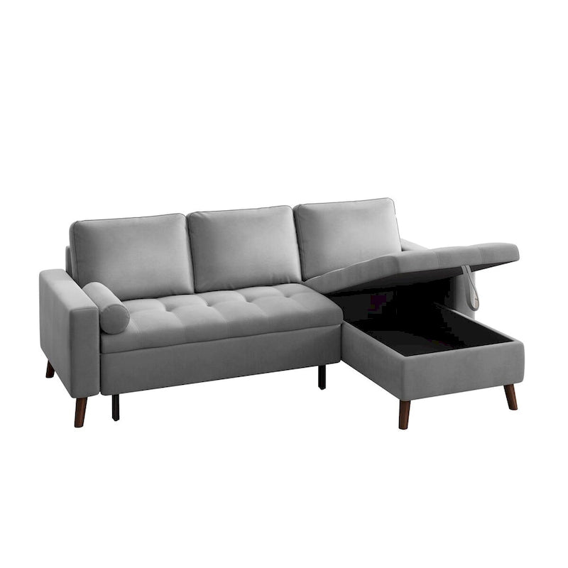Eckschlafsofa mit Recamiere (links/rechts montierbar) und Stauraum