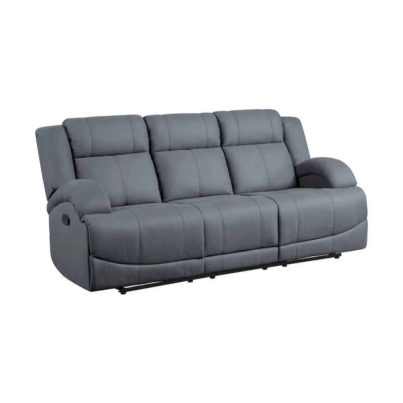 82 Zoll Doppel-Liegesofa, Manuell Verstellbar, Blaues Mikrofasergewebe, Massivholz