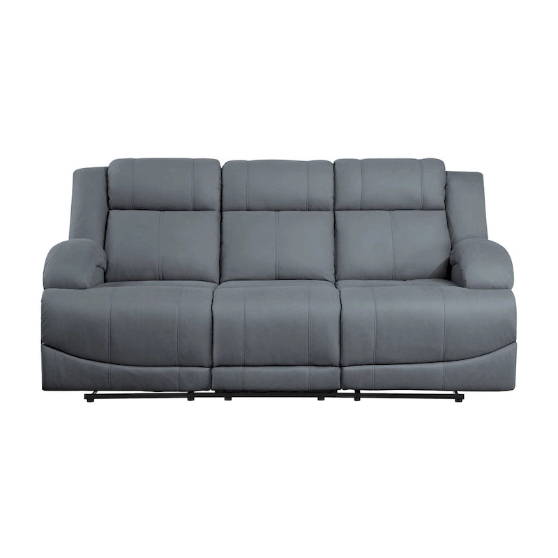 82 Zoll Doppel-Liegesofa, Manuell Verstellbar, Blaues Mikrofasergewebe, Massivholz