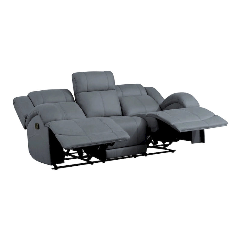82 Zoll Doppel-Liegesofa, Manuell Verstellbar, Blaues Mikrofasergewebe, Massivholz