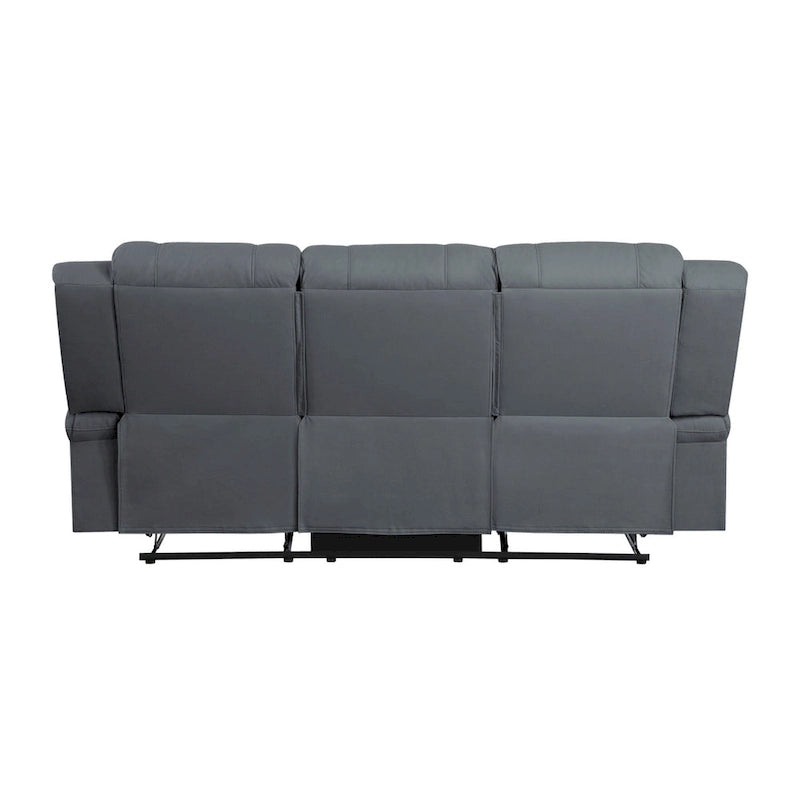 82 Zoll Doppel-Liegesofa, Manuell Verstellbar, Blaues Mikrofasergewebe, Massivholz