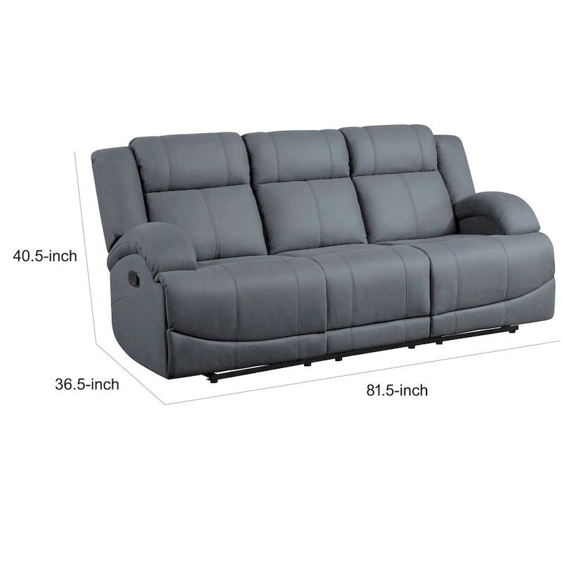 82 Zoll Doppel-Liegesofa, Manuell Verstellbar, Blaues Mikrofasergewebe, Massivholz