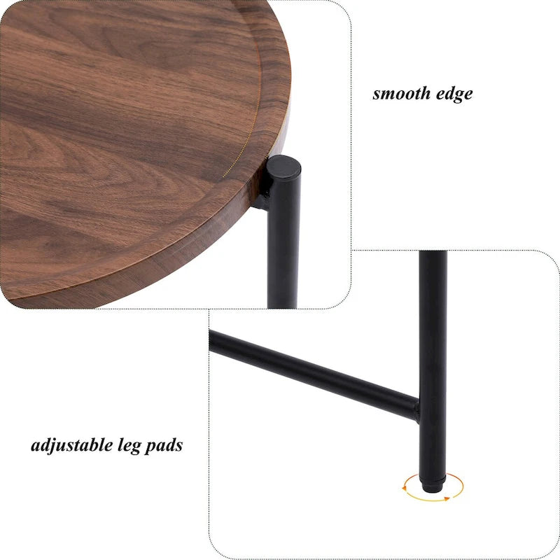 Kleine Couchtische 2-stöckiger moderner Sofa-Beistelltisch mit Holzablage Wohnzimmer Beistelltische Nachttische (Walnussbraun)